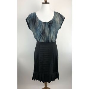 BCBGeneration Black and Blue Striped Midi Dress